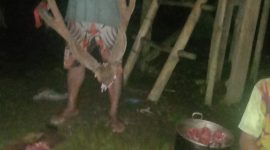 Kepala Desa Sawat Hamlan Hi. Ishak Memburu Satwa (rusa) mendapatkan hasil (Foto/Akun FB Putra Ganemo) 