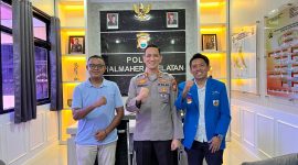Silahturahmi Karateker DPD KNPI Hastomo B Tawary & Kapolres Halmahera Selatan di Polres (Foto/Nalarsatu) 