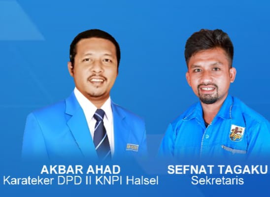 Ketua DPD KNPI Halmahera Selatan Akbar Ahad & Sekertaris DPD KNPI Sefnat Tag aku (Desain/Firlo)