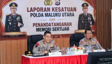 Kapolda Maluku Utara Brigjen Pol. Arif Budiman, S.I.K., M.H., menghadiri kegiatan Penyampaian Laporan Kesatuan Polda Maluku Utara di Rupattama Polda Malut, Sabtu (23/5/2026), dalam suasana penuh semangat dan kebersamaan bersama jajaran Polda Malut (Foto/Humas Polda Malut)
